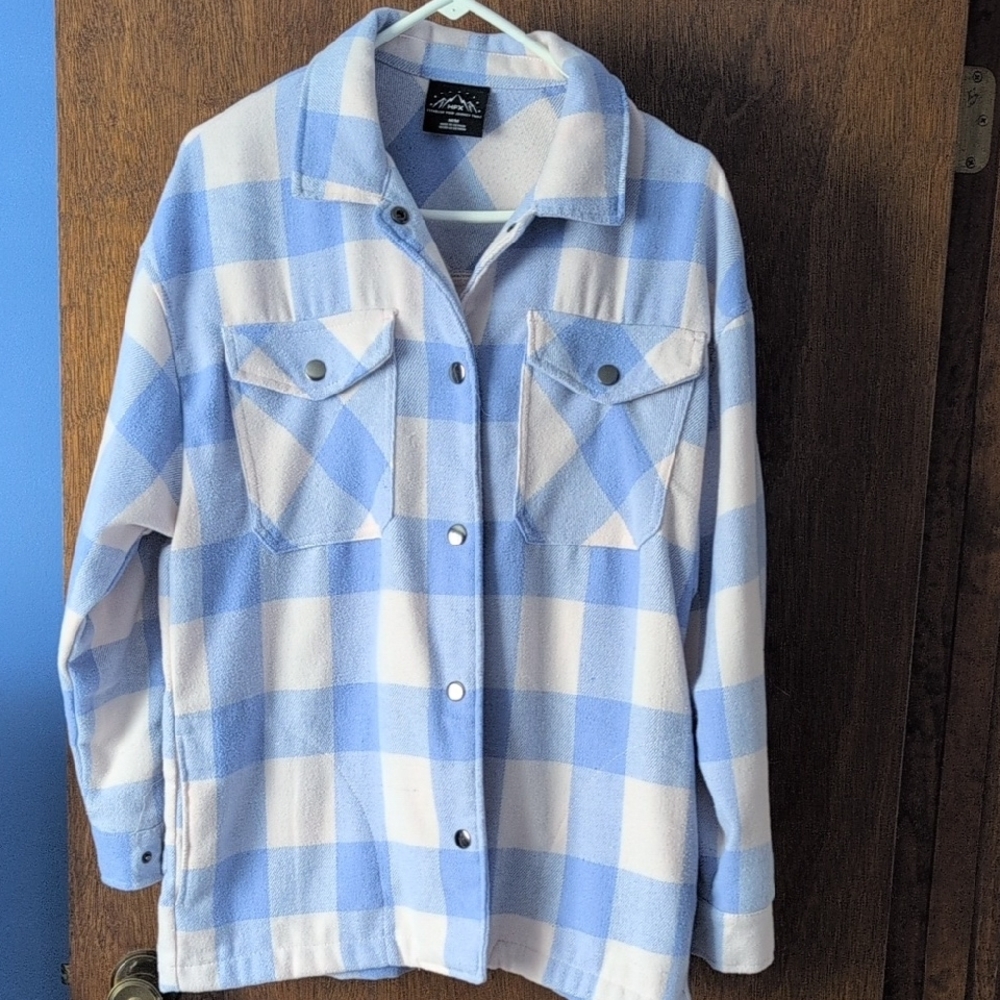 HFX Blue and White Checkered Flannel Shirt